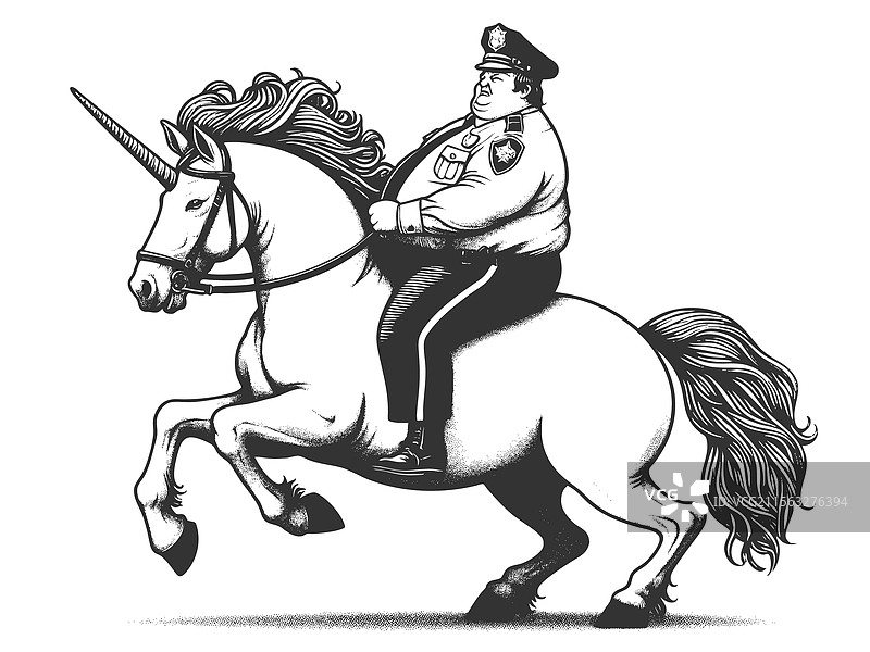骑着威武独角兽的警察图片素材