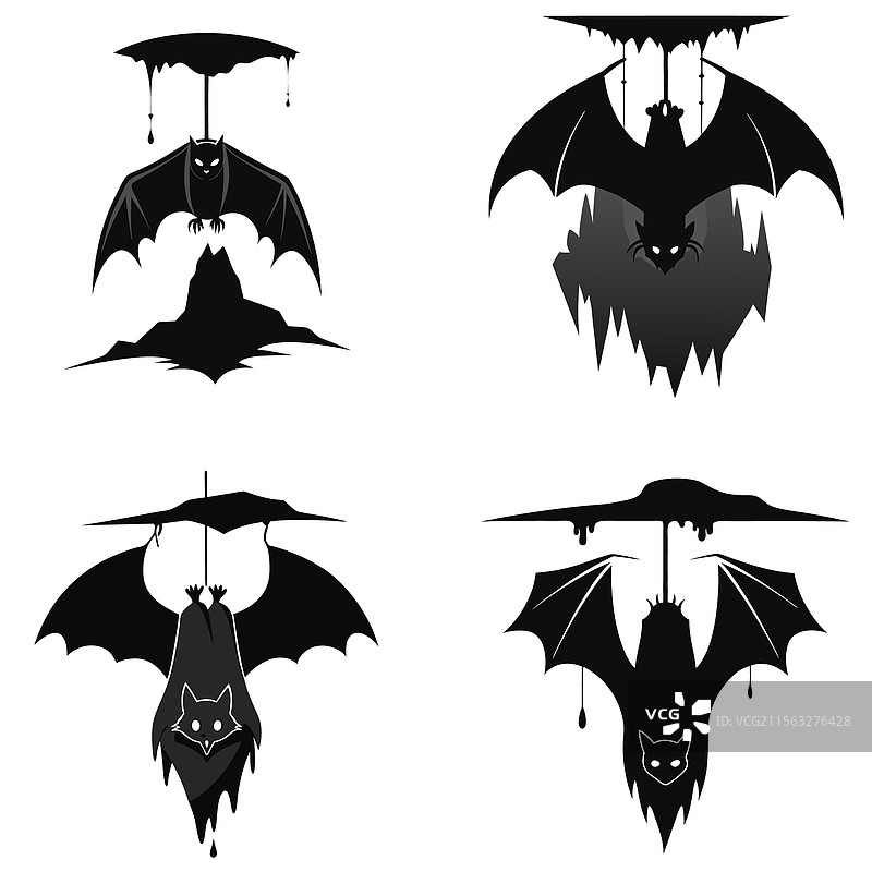 一只倒挂在洞穴里的蝙蝠剪影图片素材