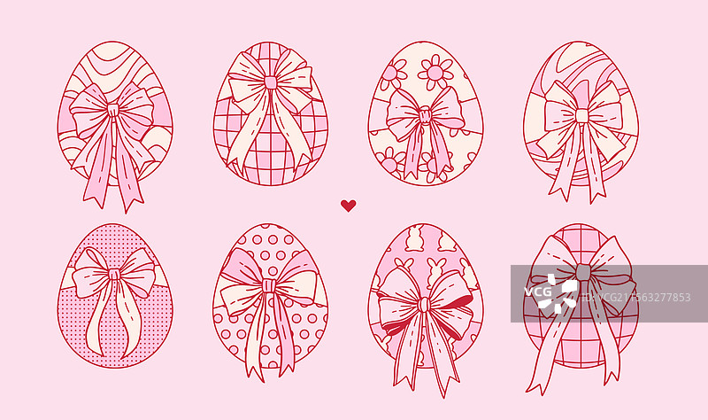 手绘可爱的复古粉色复活节彩蛋图片素材