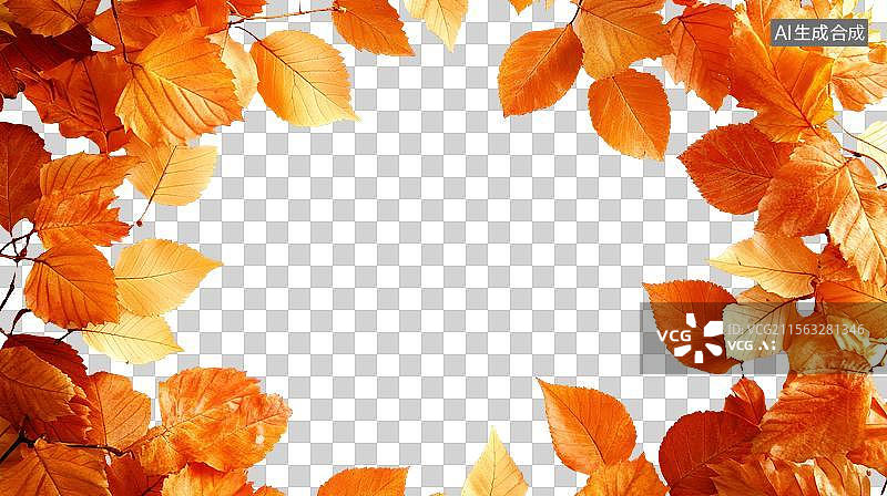 【AI数字艺术】免抠|秋季落叶边框背景图图片素材