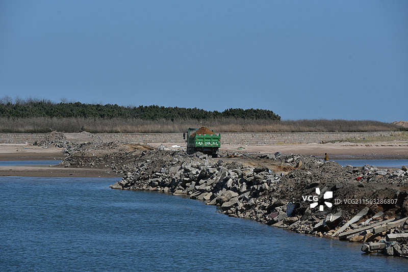 土木工程 填海工程 货车图片素材