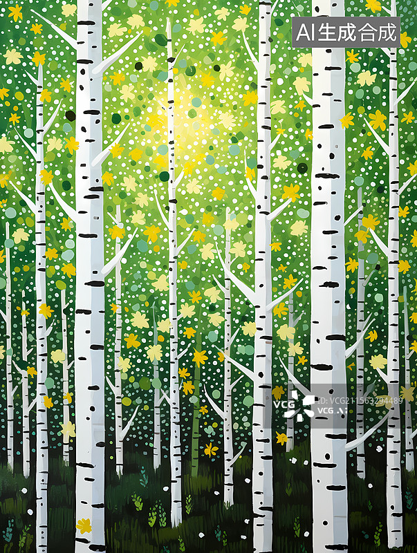 【AI数字艺术】抽象色彩森林画作图片素材