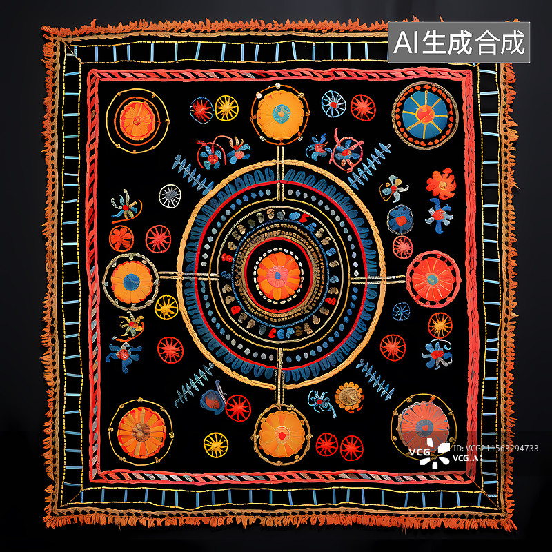 【AI数字艺术】精美的刺绣曼陀罗纹样图片素材