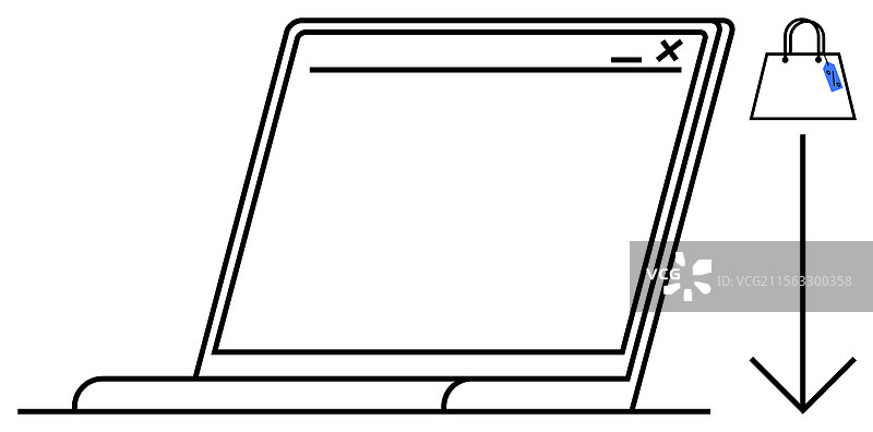 带有下载购物袋图标的笔记本图片素材