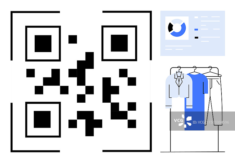 衣架旁的二维码和数据图表图片素材