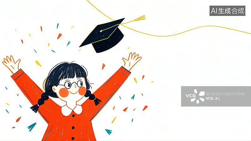 【AI数字艺术】毕业女生插画图片素材