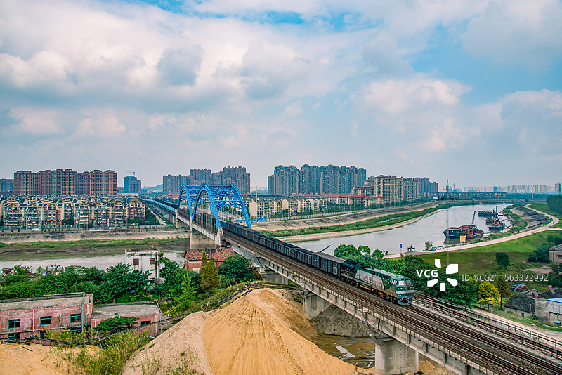 皖赣铁路芜湖青弋江大桥风光图片素材