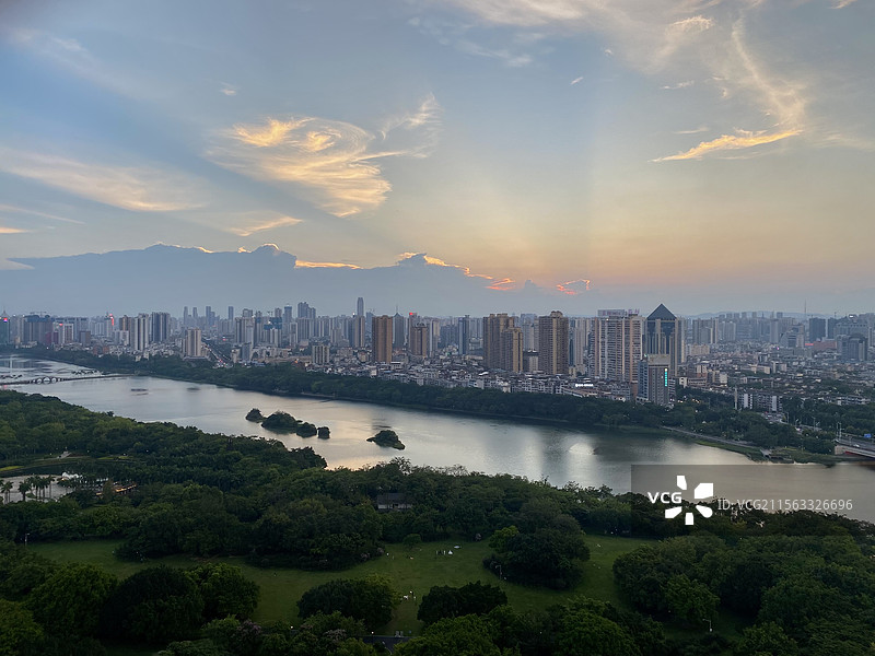 南湖公园日落图片素材