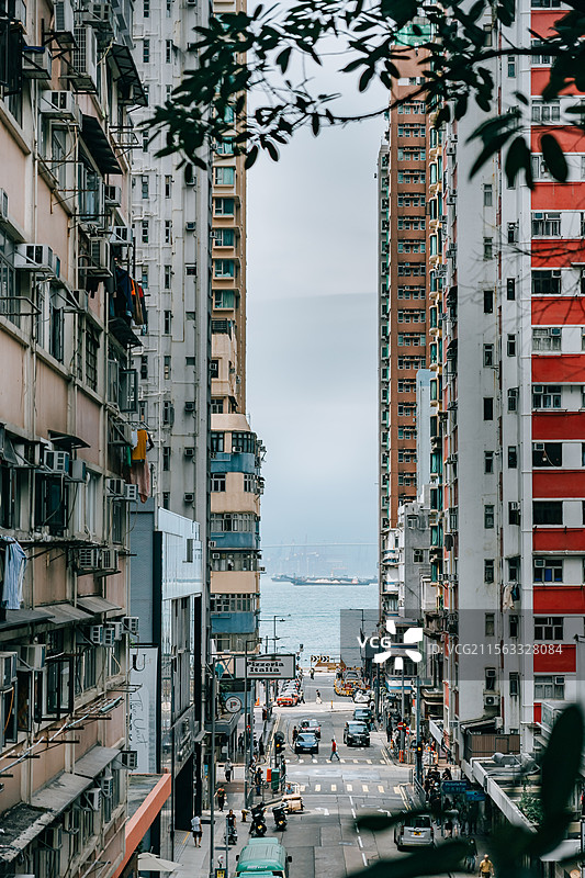 香港坚尼地城海旁街海边的士图片素材