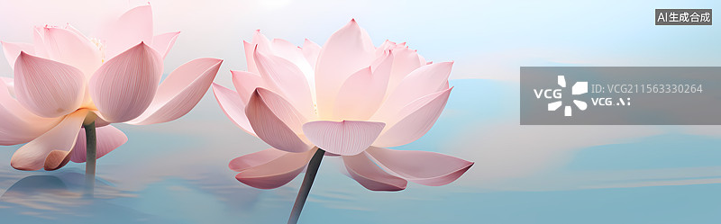 【AI数字艺术】宁静的粉莲花图片素材