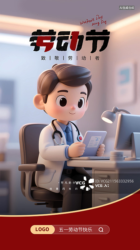 【AI数字艺术】3D渲染卡通51劳动节海报图片素材
