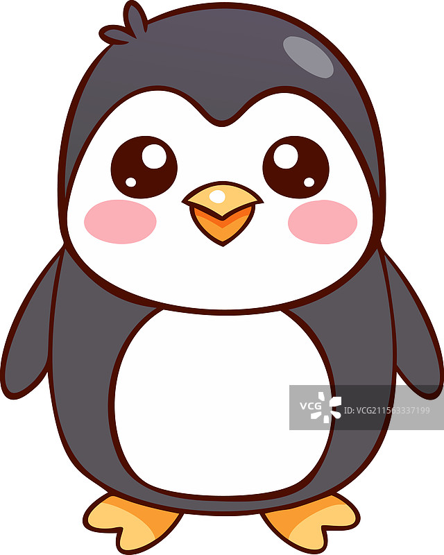 可爱的卡通企鹅站立着图片素材