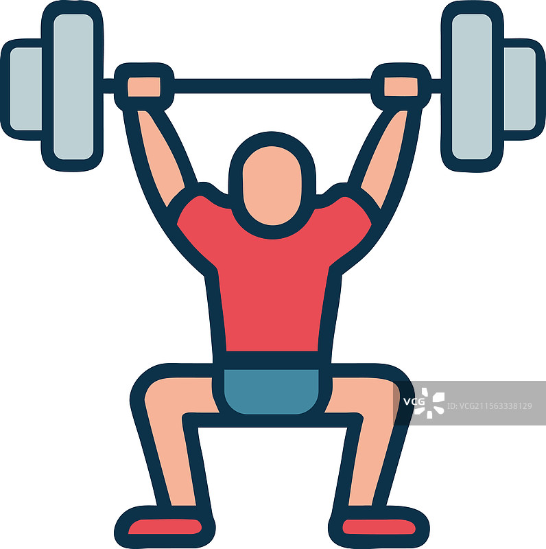 健身操男士杠铃深蹲举重图标图片素材