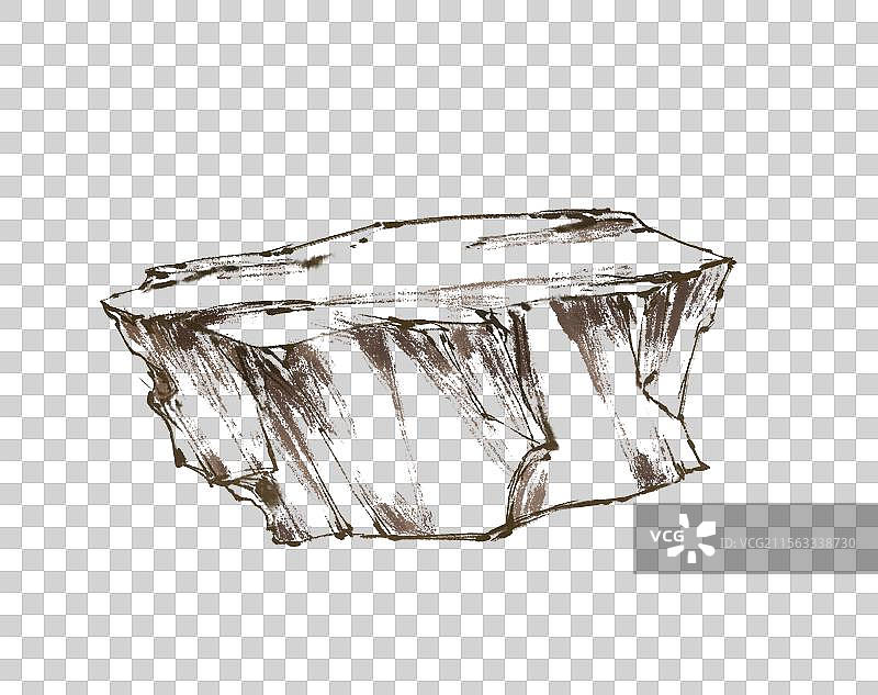 石头石凳-古风写意国画水墨图片素材