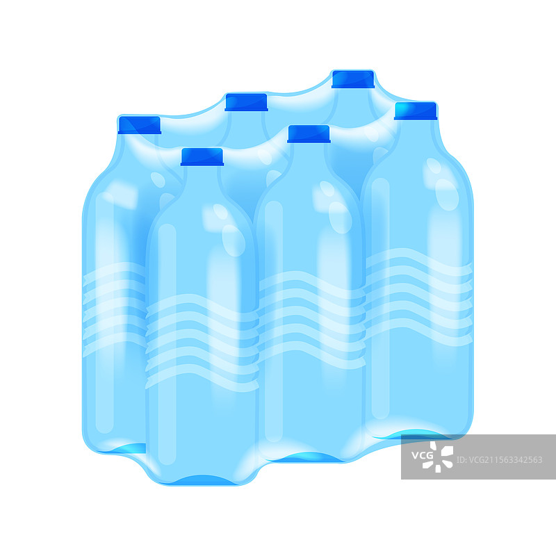 六瓶装饮用水瓶用塑料包装封装图片素材