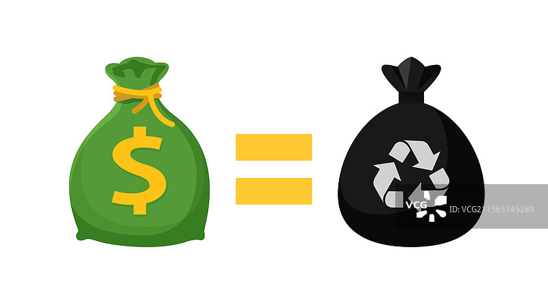 钱袋图标和垃圾袋象征着袋子图片素材