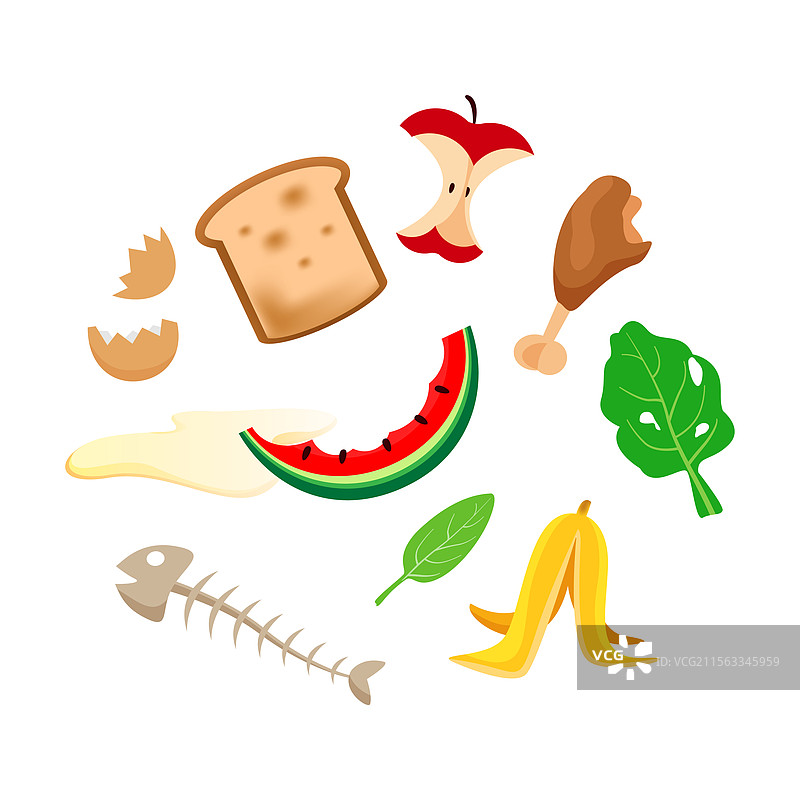 有机食品废弃物孤立在白色背景上图片素材