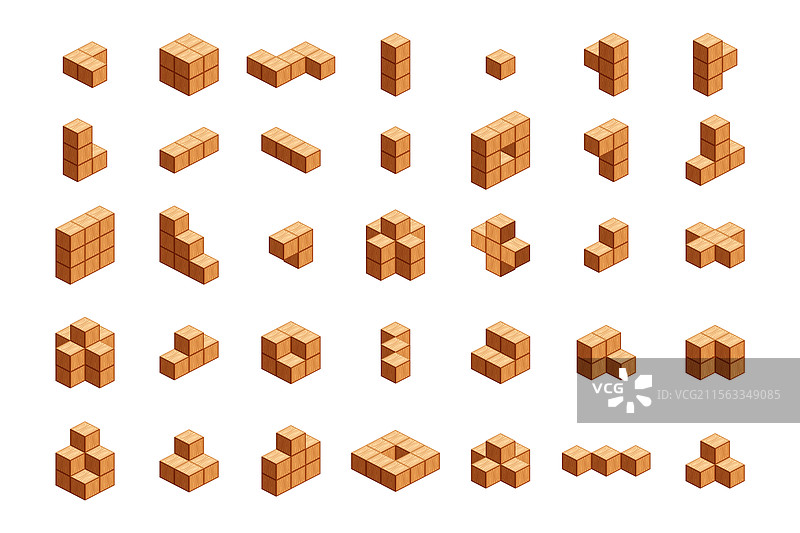 儿童学习用的等轴测木质立方体图片素材