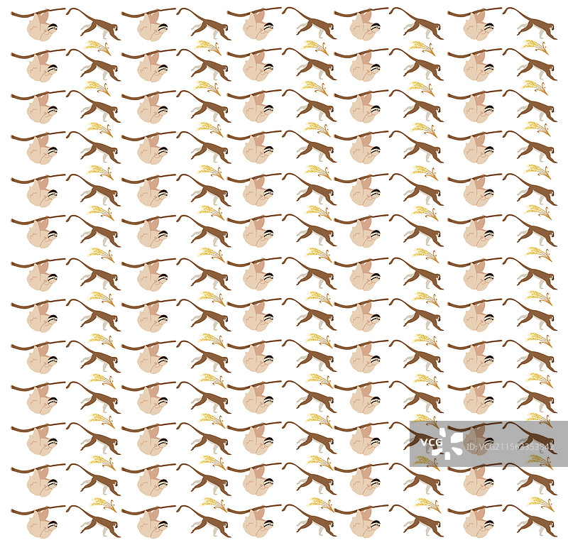 猴子和树懒的图案背景图片素材