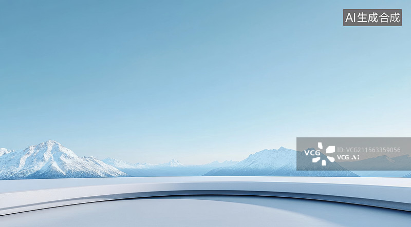 【AI数字艺术】雪山与蓝天的自然景观图片素材