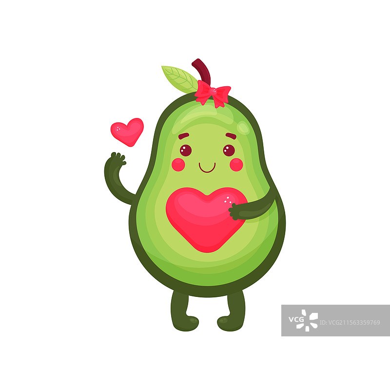 可爱的鳄梨，心形果核，孤立展示图片素材