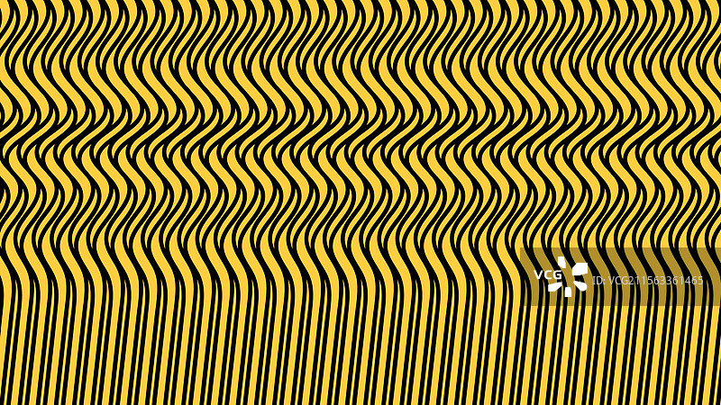 黄色背景上的黑色波浪线图案图片素材