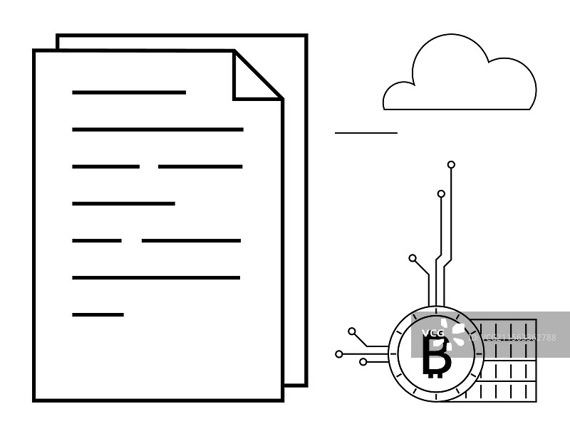 带有比特币符号的简单云数字文档图片素材