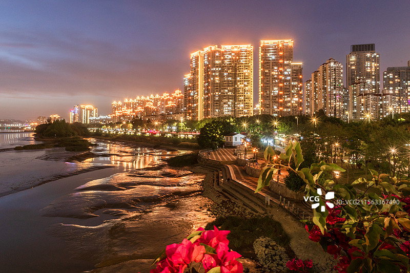 福州城市闽江上的晚霞图片素材