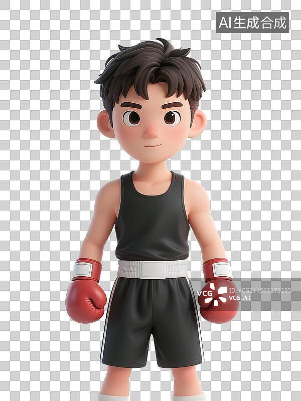 【AI数字艺术】3D拳击手人物形象免抠元素图片素材