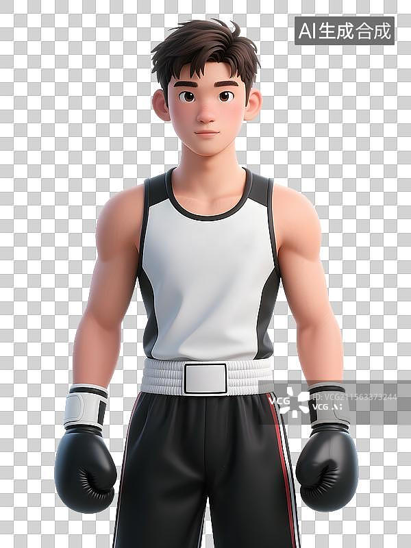 【AI数字艺术】3D拳击手人物形象免抠元素图片素材