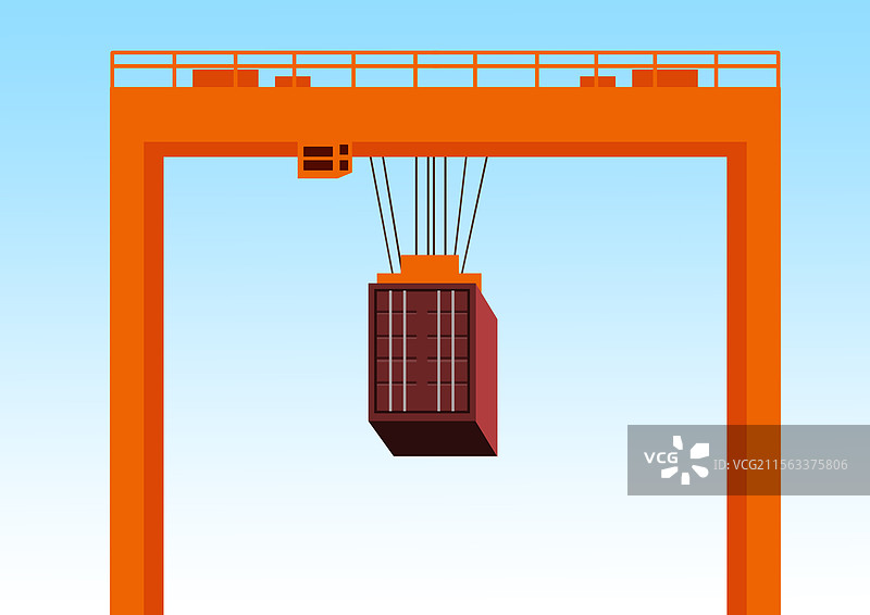 世界贸易外贸出口进口港口港湾商品交易售卖运输集装箱龙门吊起场景插画图片素材
