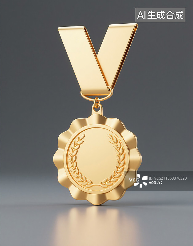 【AI数字艺术】金色的奖牌三维图形图片素材
