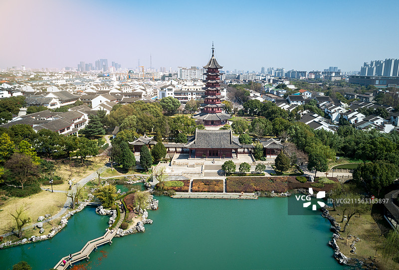 航拍苏州盘门风景区图片素材