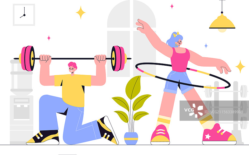 健身房内的健身与健康锻炼图片素材