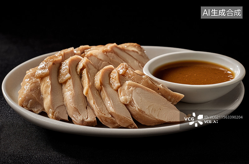 【AI数字艺术】美味烤鸡胸肉配酱料图片素材