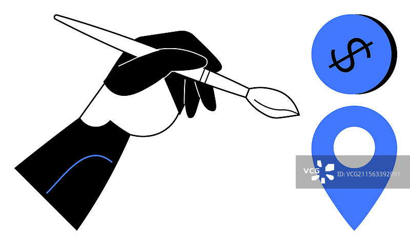 艺术手握画笔与金钱图片素材