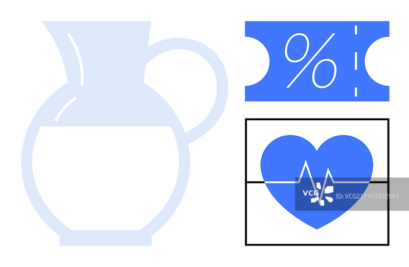 带有折扣券和心率的牛奶壶图片素材