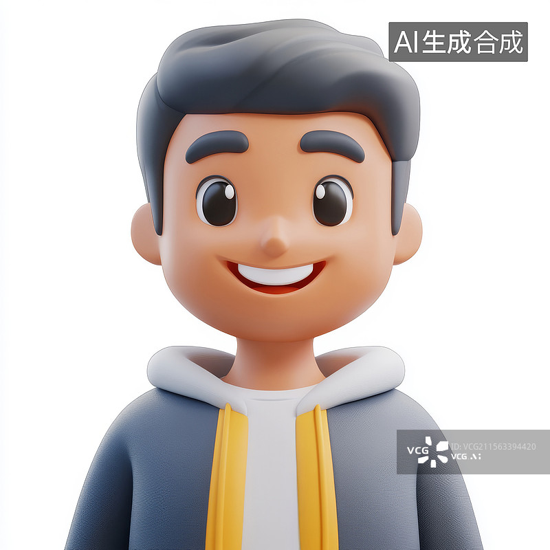 【AI数字艺术】白色背景下的q版头像图片素材