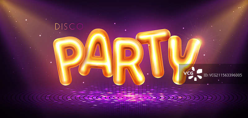 迪斯科派对排版背景与3D字母图片素材