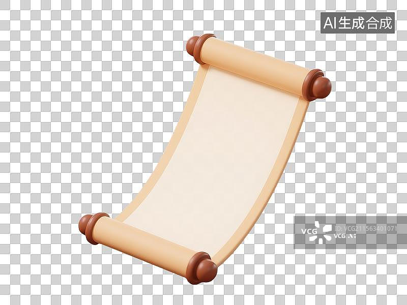 【AI数字艺术】Q版卡通喜庆书画卷轴3D空白背景图图片素材