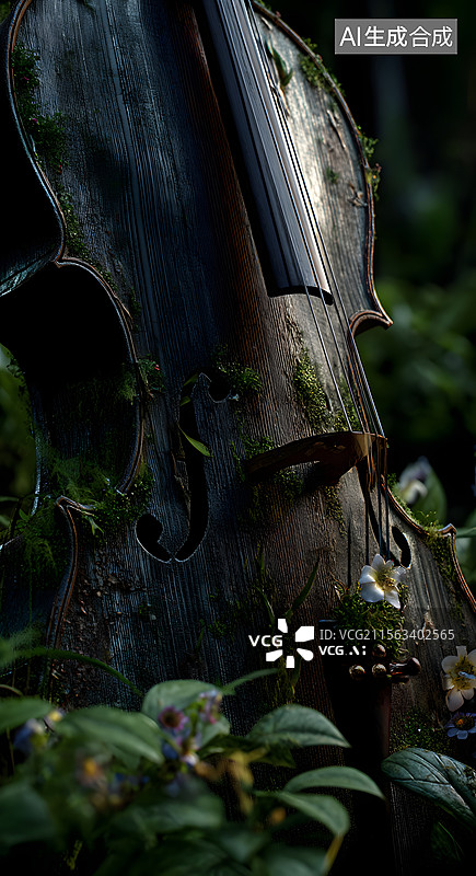 【AI数字艺术】破损 小提琴图片素材