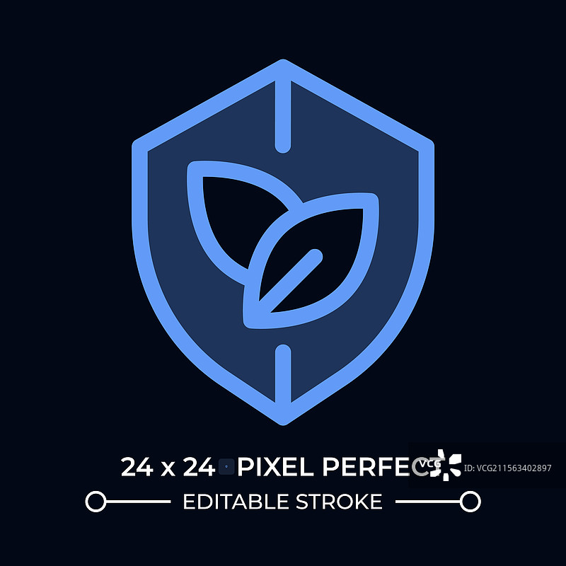 深色界面图标上的叶子盾牌图片素材