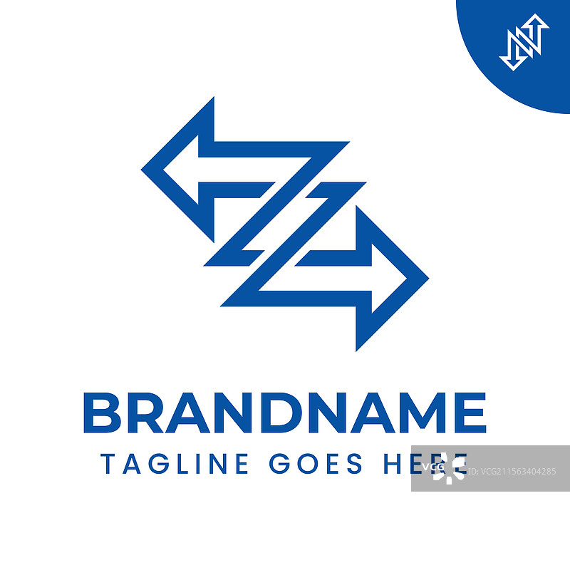 字母Z或N交换箭头标志，适用于金融行业图片素材