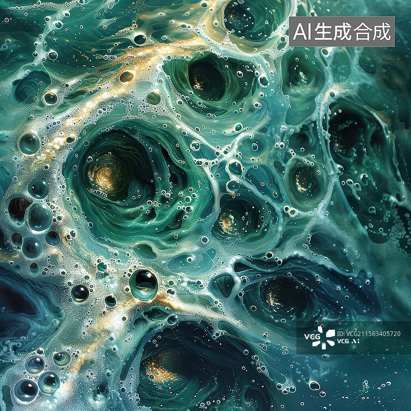 【AI数字艺术】绿色海洋浮游植物图片素材