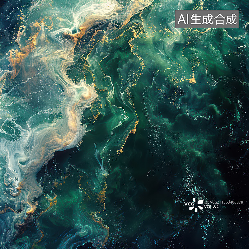 【AI数字艺术】绿色海洋浮游植物图片素材