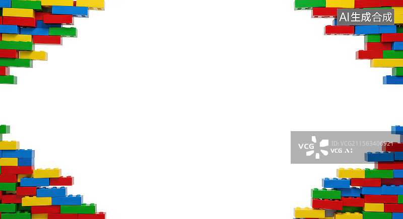 【AI数字艺术】彩色积木块拼图框架图片素材
