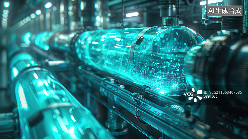 【AI数字艺术】实验室蓝光管道图片素材