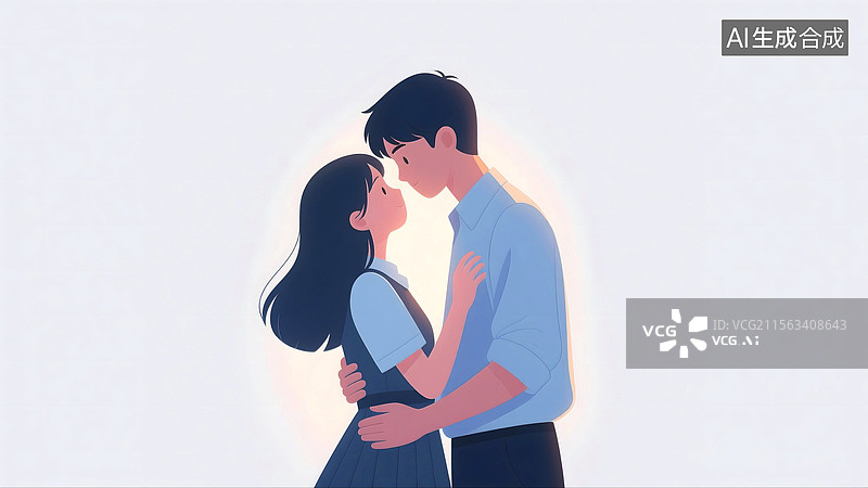 【AI数字艺术】男学生女学生大学生高中生毕业恋爱约会夏天爱情图片素材