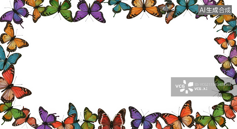 【AI数字艺术】多彩蝴蝶框图片素材