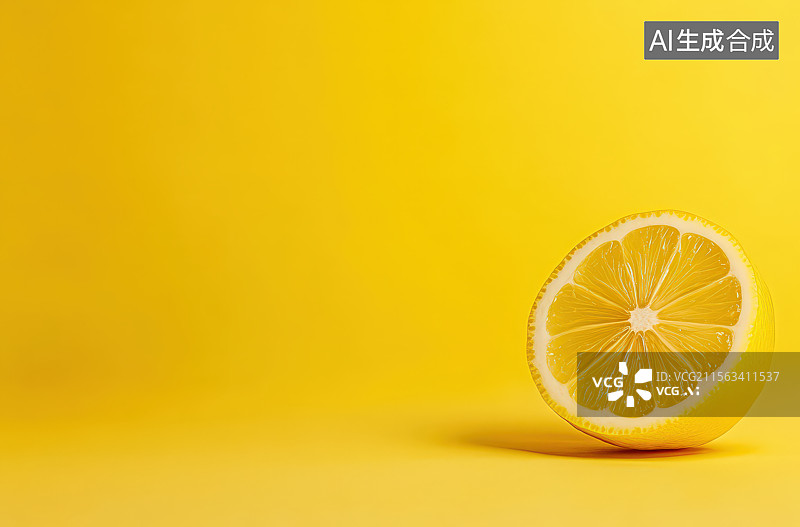 【AI数字艺术】黄色背景下成熟新鲜的黄色柠檬橙子图片素材